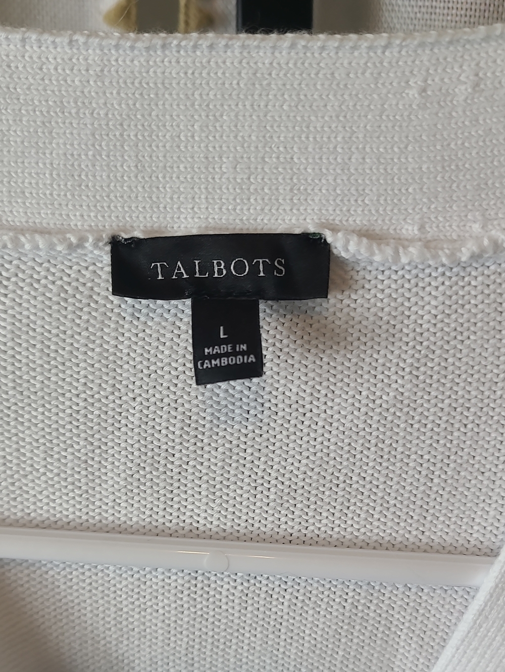 Talbots palm leaf knit cotton v neck cardigan sweater Size L - Picture 3 of 7